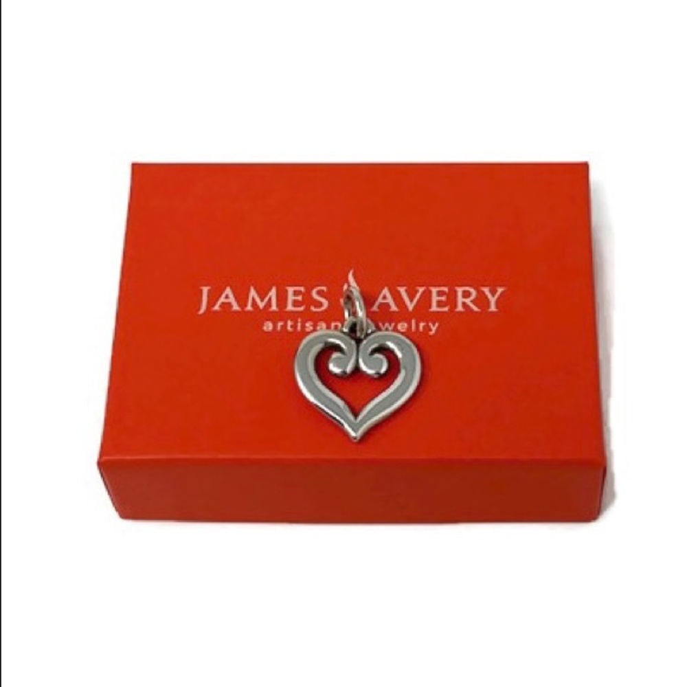 Retired JAMES AVERY Sterling Silver Scrolled Heart Pendant Charm